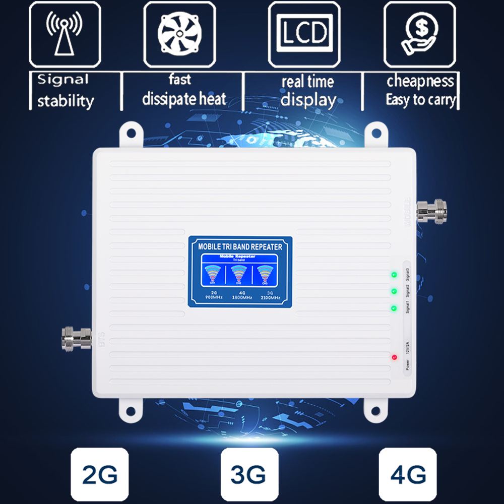 Hot Selling Items Lte Triple Band Signal Booster 900 1800 2100 Signal Booster Mobile Phone Repeater